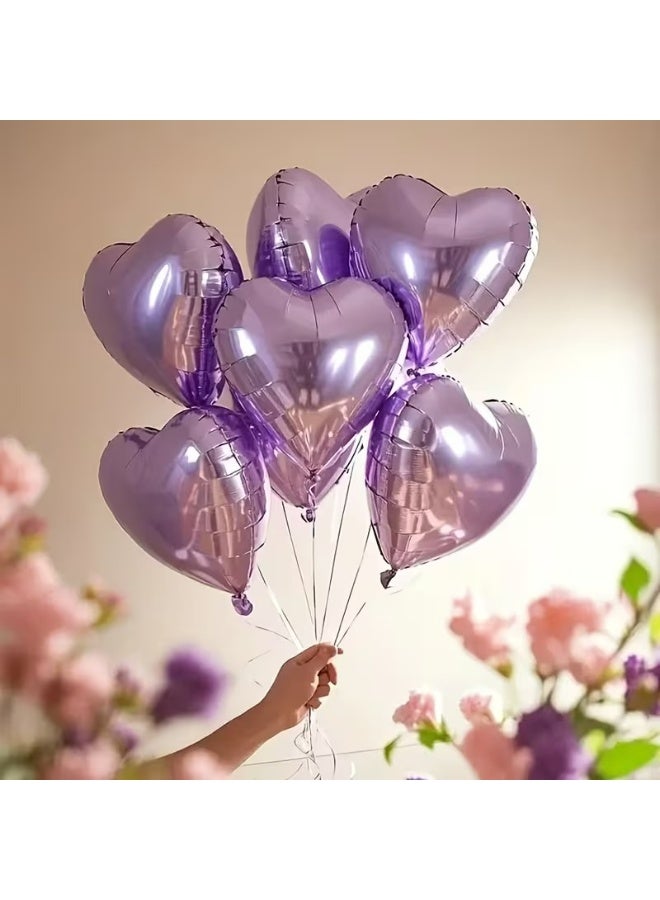 Kandid 10 قطع بالونات على شكل قلب من الألمنيوم بحجم 18 بوصة (بنفسجي) - Image 1
